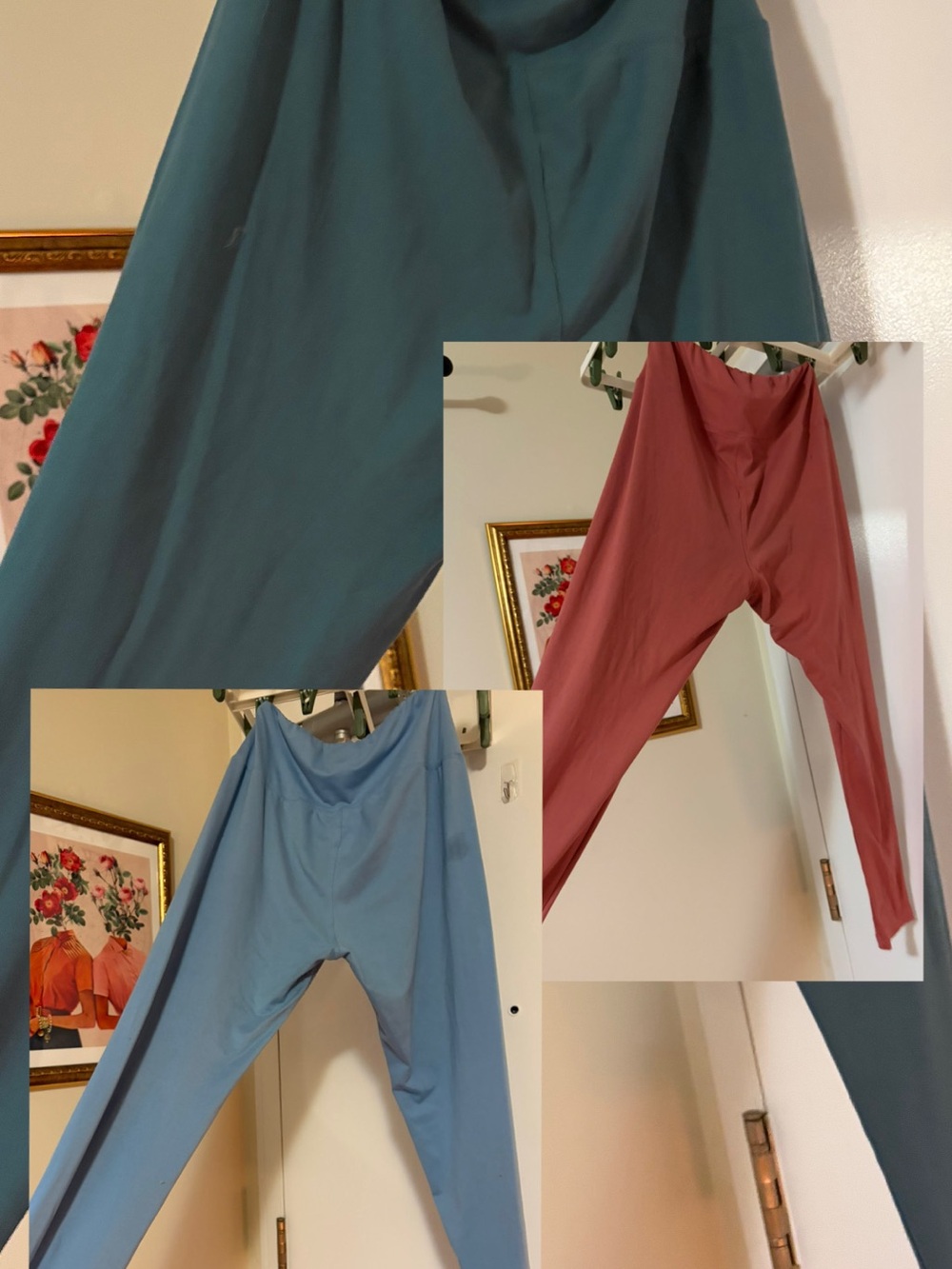 3 PAIRS! Amazon Women's Stretch Leggings - Teal, Dusty Rose & Light Blue